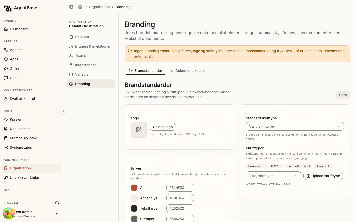 Fanen Brandstandarder med logo, farver og skrifttyper