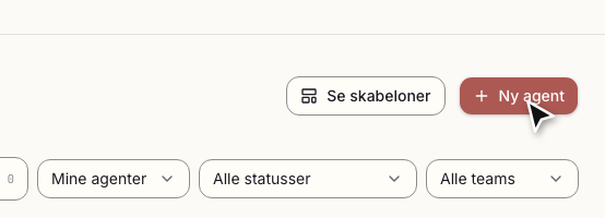 Agenter-siden med knapperne Se skabeloner og Ny agent