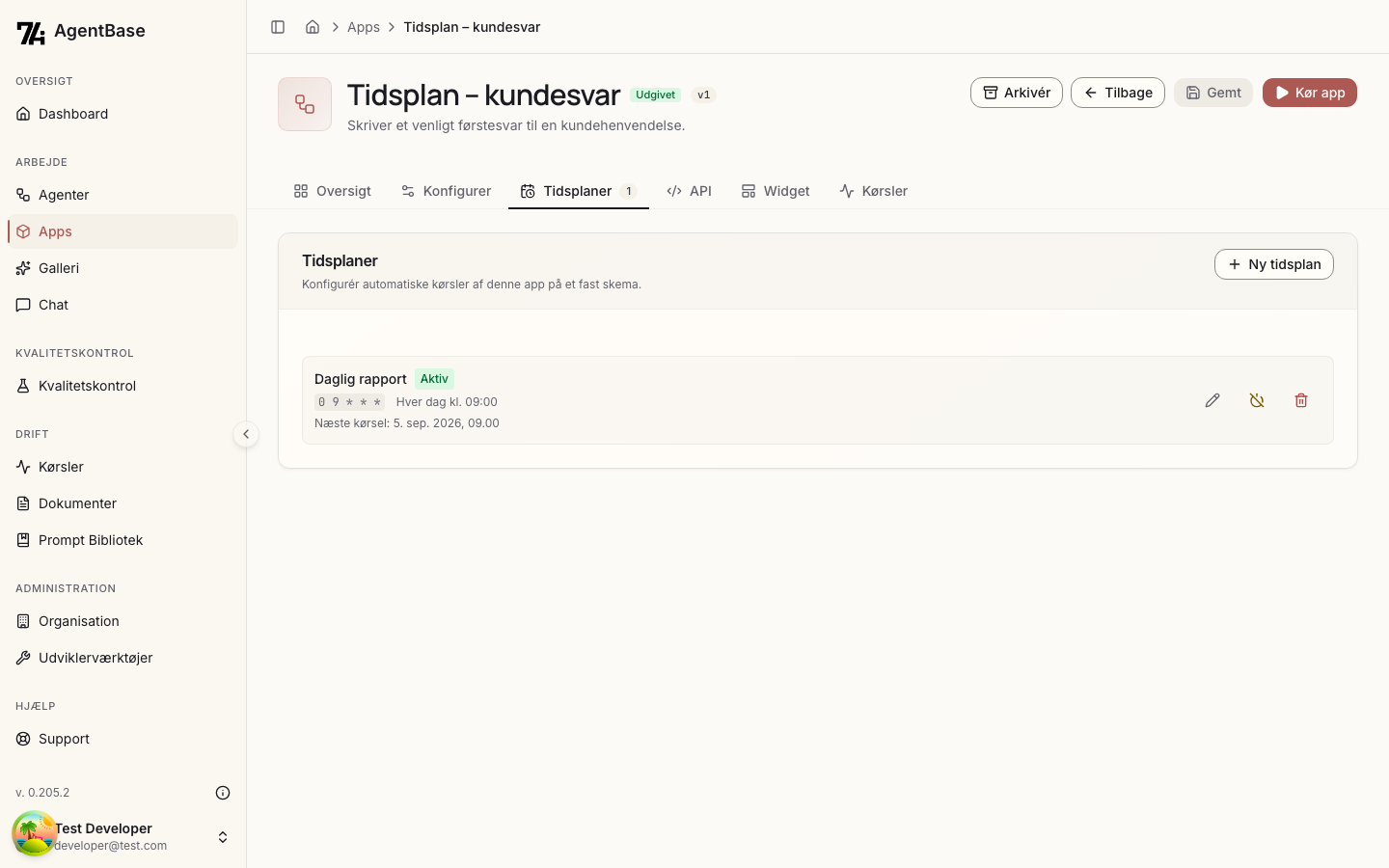 Tidsplaner fane