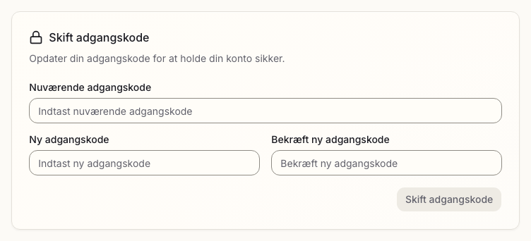 Skift adgangskode