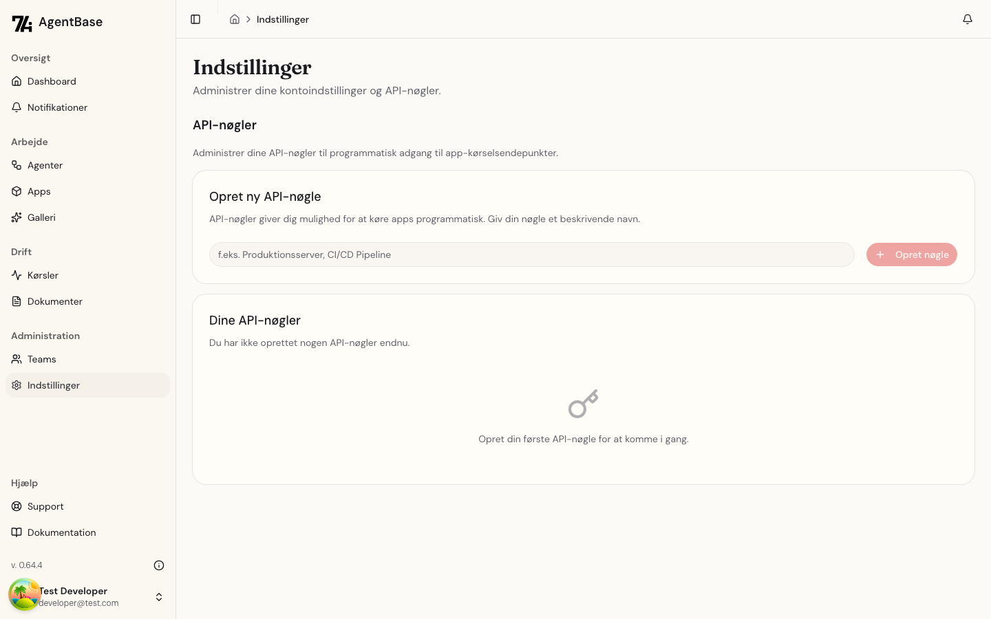 Opret API-nøgle